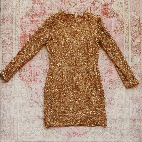 Hugo Buscati, 1984 Woman’s Sequin Yellow Dress - Picture 2 of 3